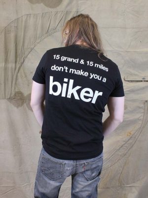Paranoid Motorcycles - 15 Miles & 15 Grands don’t make you a biker ! 175g – soft jersey – classic fit. 100% organic cotton – 40° washable. printed handmade.
