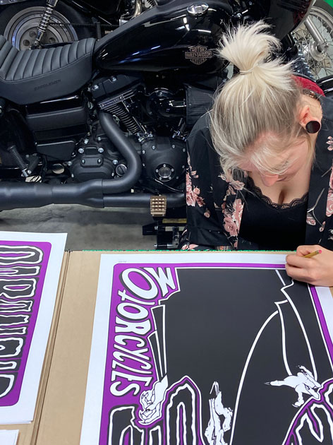 Paranoid Motorcycles - The Death art print - purple is handmade in screen printing, Numbered and signed, Limited edition of 20 prints with a size of 70 x 50 cm.