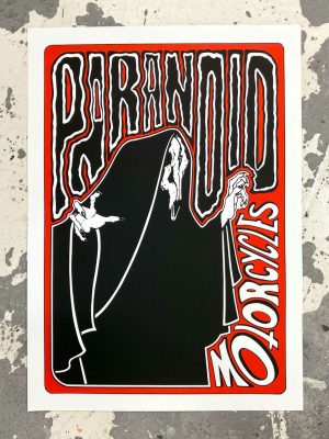 Paranoid Motorcycles - The Death art print - red is handmade in screen printing, Numbered and signed, Limited edition of 20 prints with a size of 70 x 50 cm.