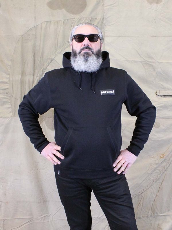 Paranoid Motorcycles - 280g – ring spun cotton.80% cotton 20% polyester – 40° washable.printed handmade.Really comfortable. black hoodie for Men